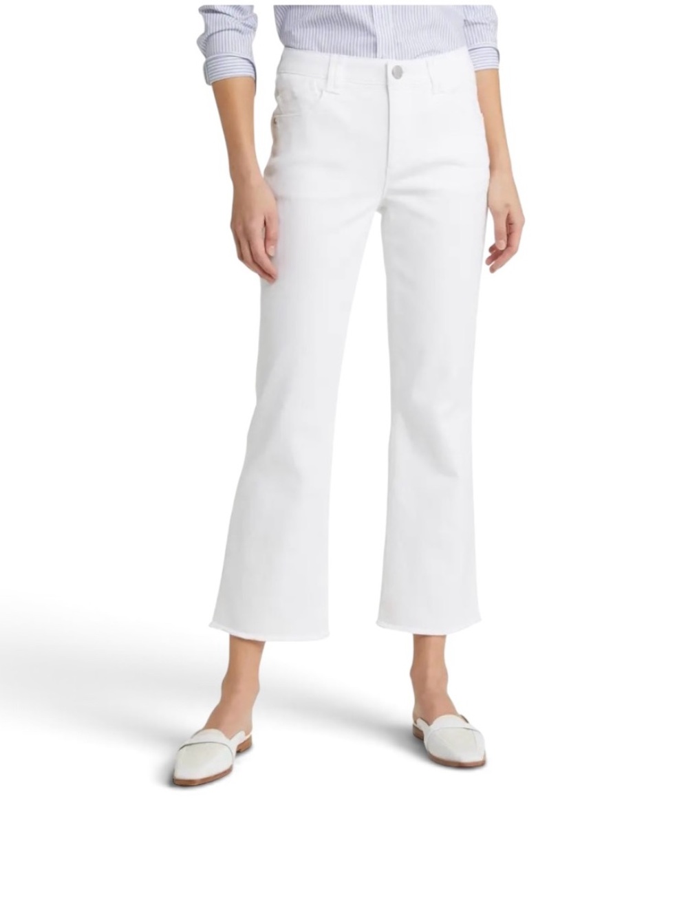 NWOT Wit & Wisdom Cropped High Waist Jeans wi Frayed Hem in Icy Blue,  Sz 10.